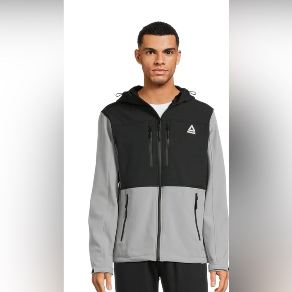 Reebok Men's Black and Gray Jacket in size closet